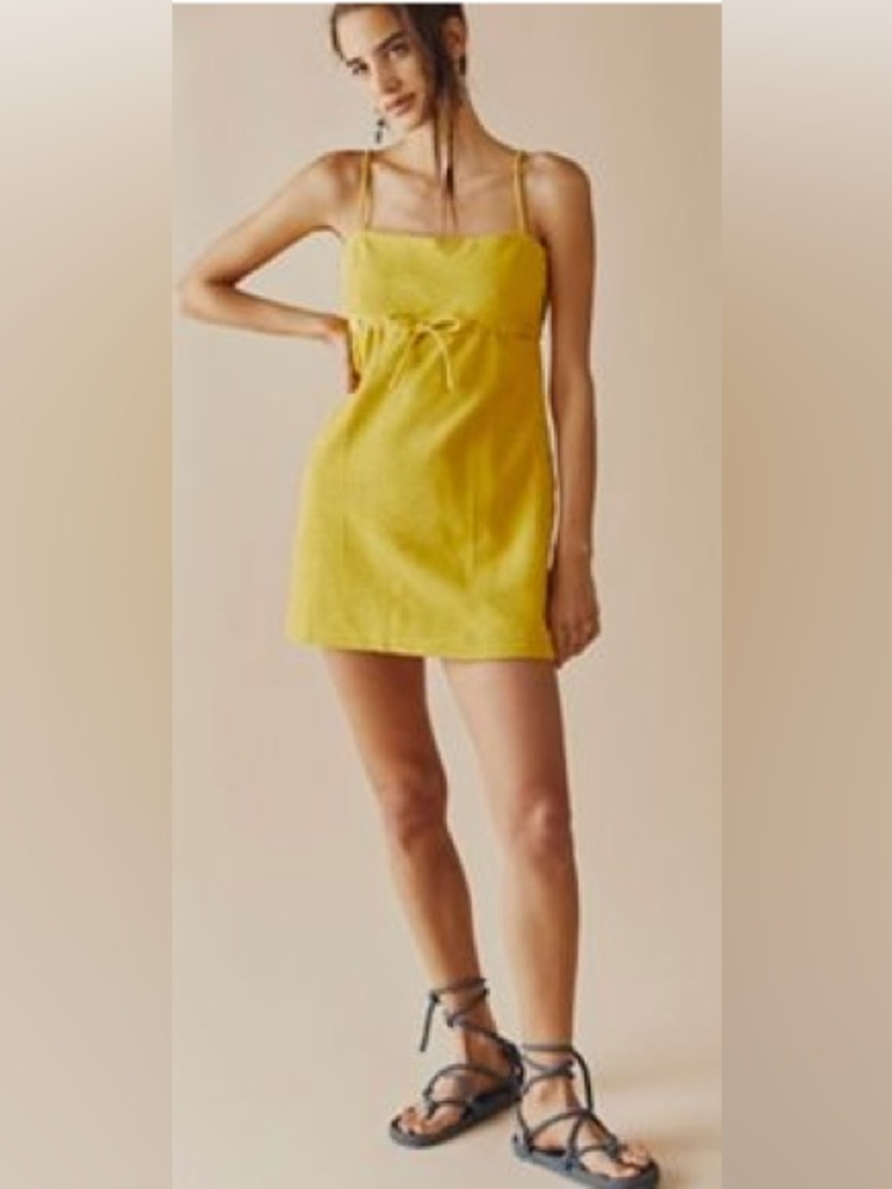 FREE PEOPLE BEACH ROSIE MINI DRESS 
size medium
COLOR CEYLON YELLOW